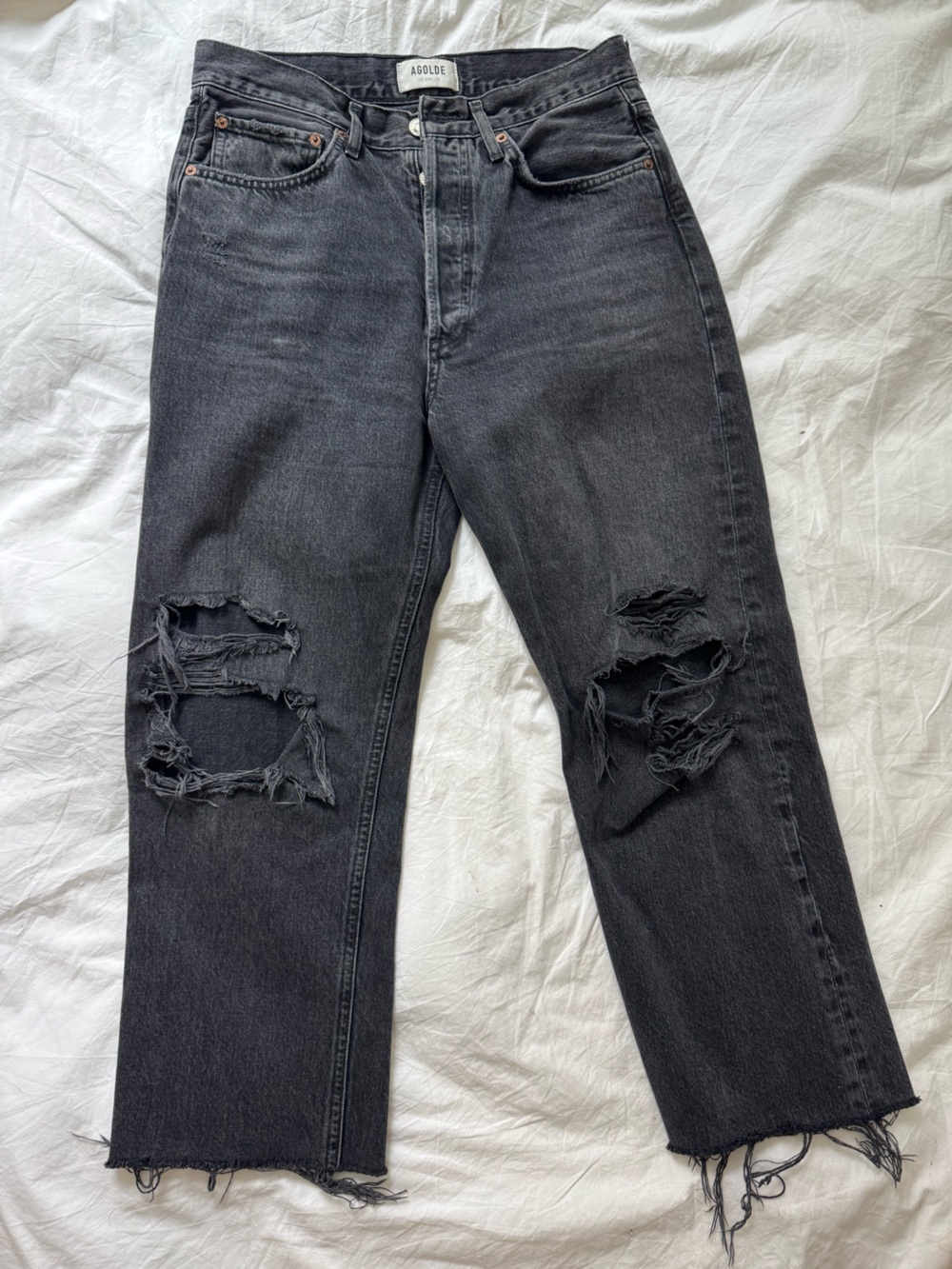 Agolde Boyfriend distressed Jeans in Washed Black